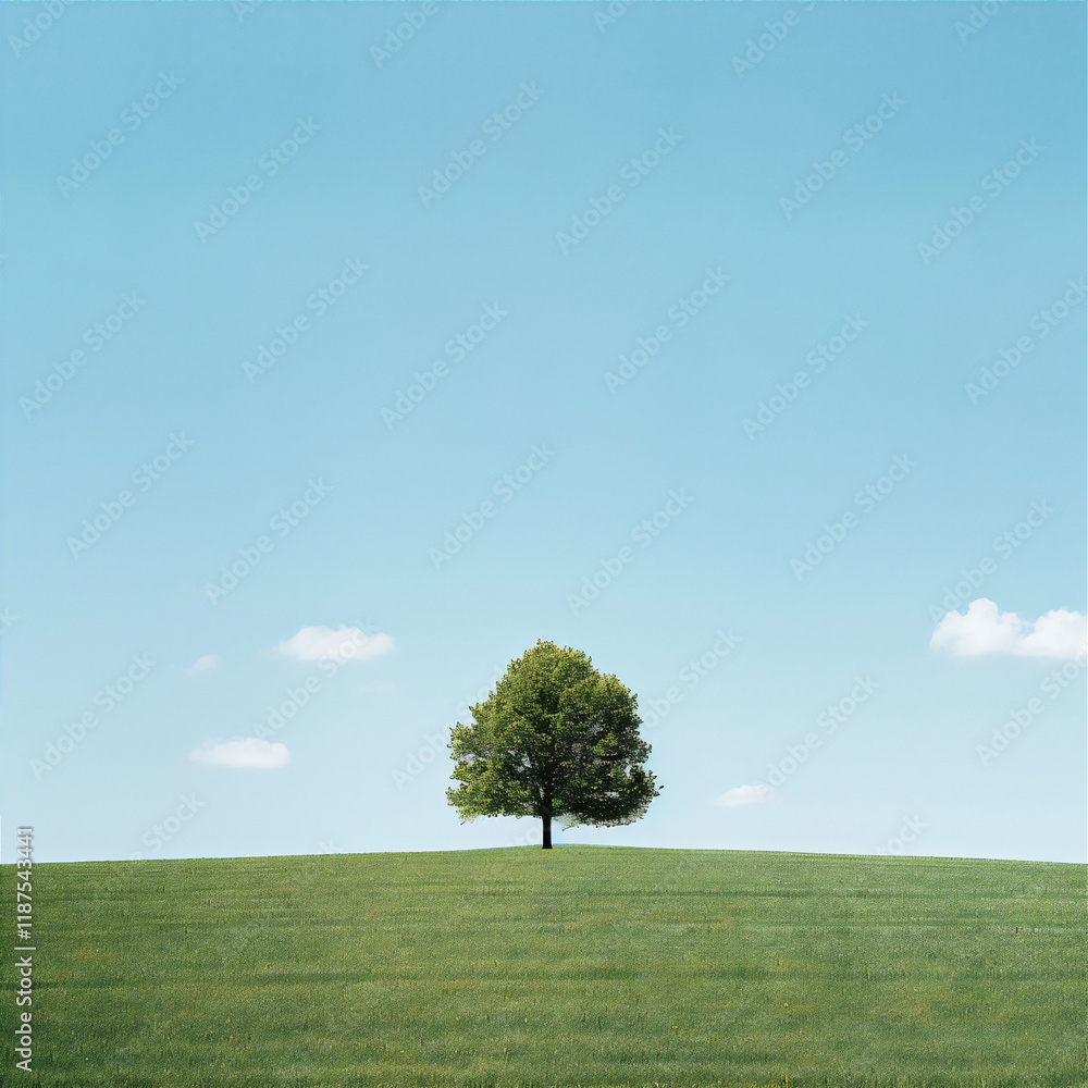 Tree in the field against the sky, version 21 Tree in the field against the sky, version 21