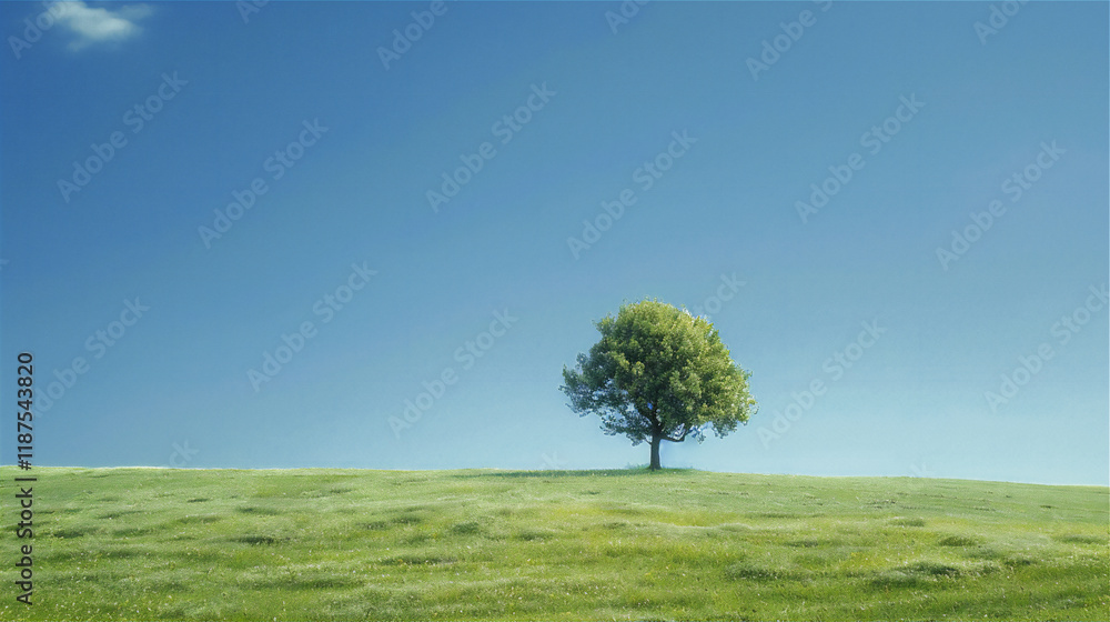 Tree in the field against the sky, version 19 Tree in the field against the sky, version 19