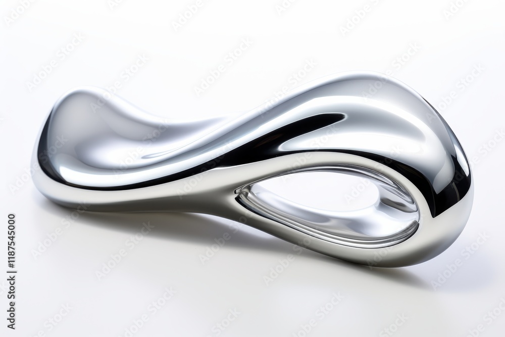 Sleek abstract sculpture showcasing smooth metallic curves and unique design in minimalist setting Sleek abstract sculpture showcasing smooth metallic curves and unique design in minimalist setting
