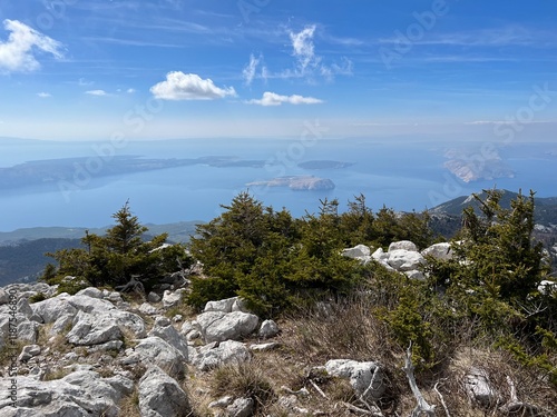 View of the Adriatic Sea and islands from the Balinovac peak - Northern Velebit National Park, Croatia (Pogled na Jadransko more i otoke sa vrha Balinovac - Nacionalni park Sjeverni Velebit, Hrvatska) photo