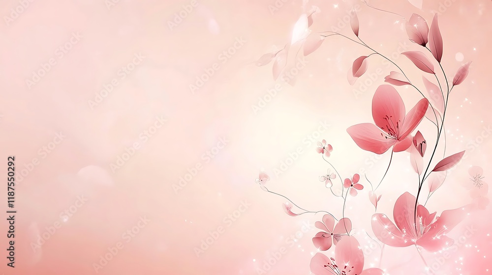 Naklejka premium Delicate Pink Flowers Blossom Softly On A Pastel Background