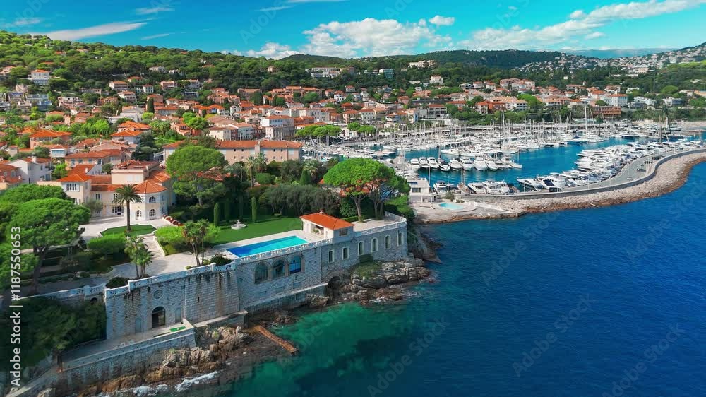 Aerial view of the Saint-Jean-Cap-Ferrat resort town at French Riviera Aerial view of the Saint-Jean-Cap-Ferrat resort town at French Riviera