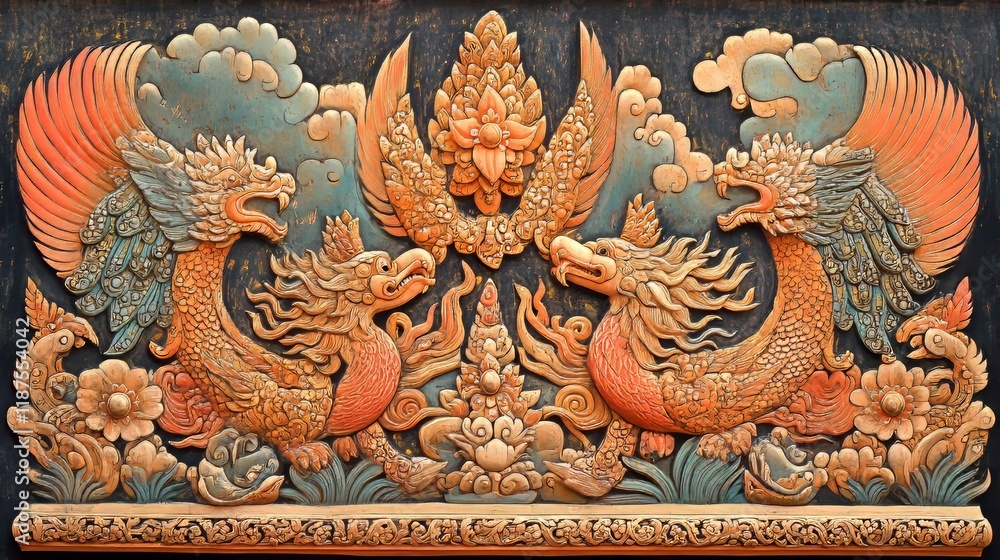 A batik piece with elaborate floral patterns A batik piece with elaborate floral patterns