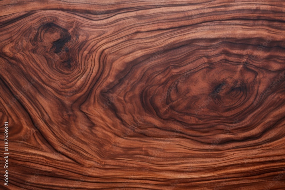 Fototapeta premium warm mahogany wood grain texture with dark knot detail