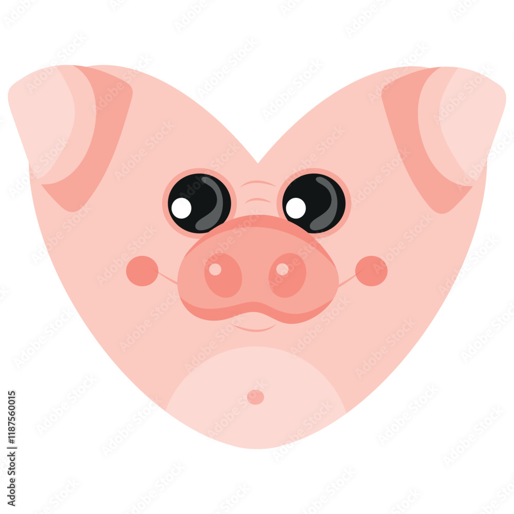 valentine's day heart icon with animal image of an pink pig in a heart shape for children's textile or packaging valentine's day heart icon with animal image of an pink pig in a heart shape for children's textile or packaging