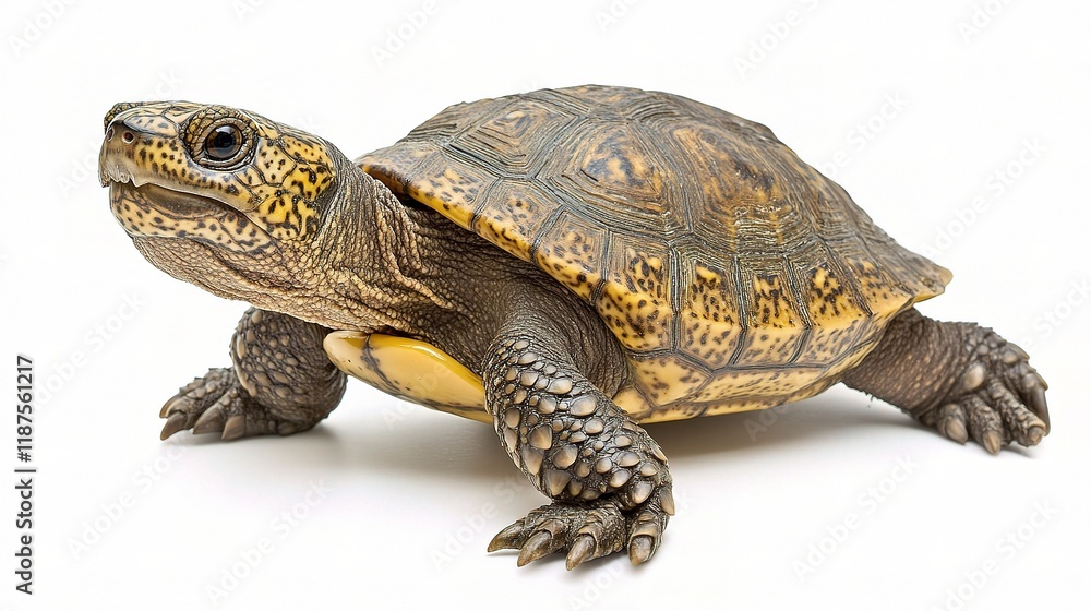 Obraz premium Common Box Turtle Isolated on White Background for Stock Imagery