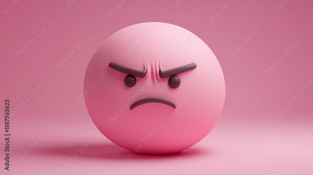 A realistic rendering of a frowning emoji face with soft shading and a pink palette, showcasing its thoughtful expression with downturned lips and slightly furrowed brows. A realistic rendering of a frowning emoji face with soft shading and a pink palette, showcasing its thoughtful expression with downturned lips and slightly furrowed brows.