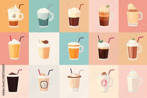 Wallpaper Mural A vector illustration set of various coffee types Torontodigital.ca