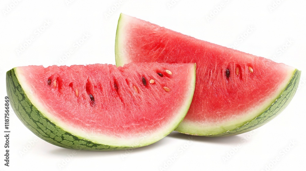 Fresh Slice of Ripe Watermelon Isolated on White Background Fresh Slice of Ripe Watermelon Isolated on White Background