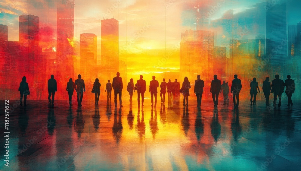 Business People Silhouettes Engaging in Conversation Teamwork Communication Strategy Growth Diversity Business People Silhouettes Engaging in Conversation Teamwork Communication Strategy Growth Diversity