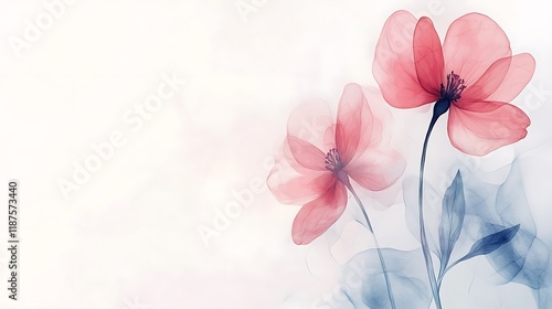 Delicate Pink Flowers Artistic Watercolor Painting