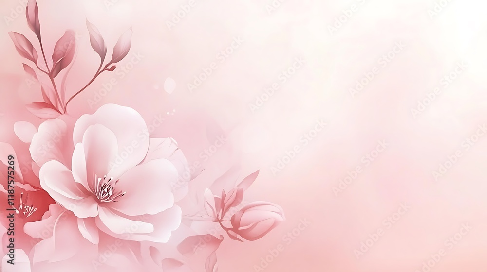 Naklejka premium Delicate Pink Blossoms Softly Blooming on a Gentle Background