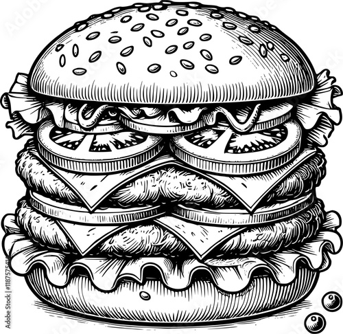 illustration of a burger, hamburger vector art.