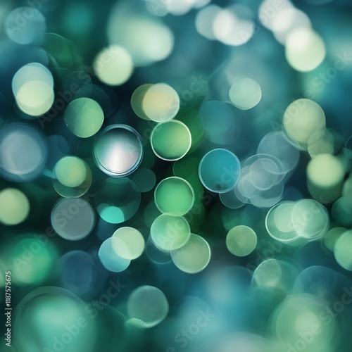 Blurred Cool blue green background with bokeh and light 
