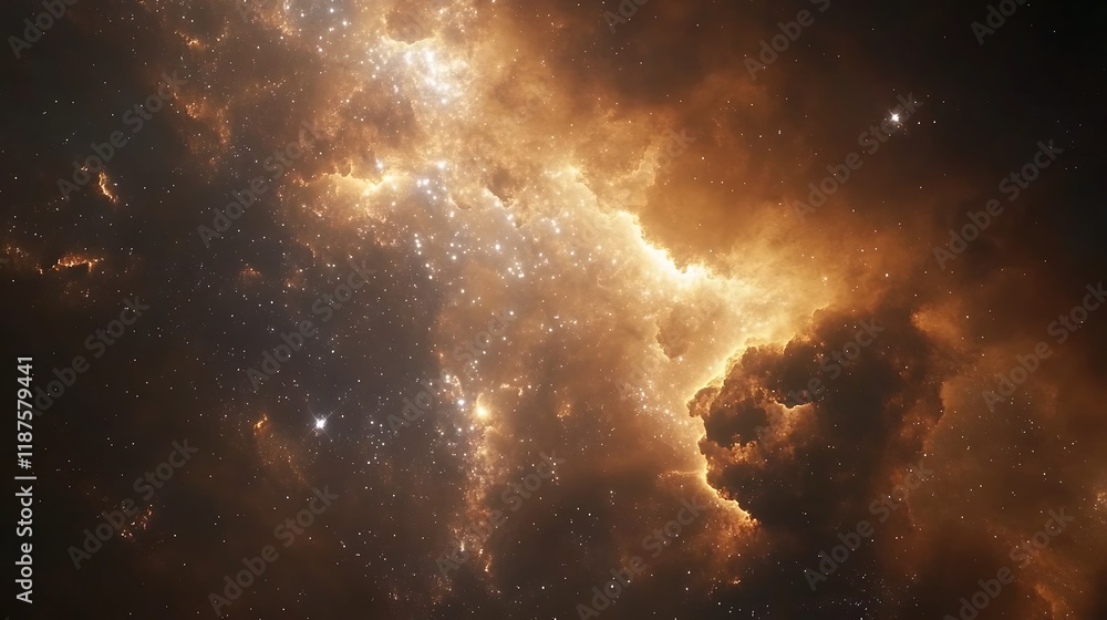 Cosmic Nebula: A Celestial Tapestry of Golden Hues Cosmic Nebula: A Celestial Tapestry of Golden Hues