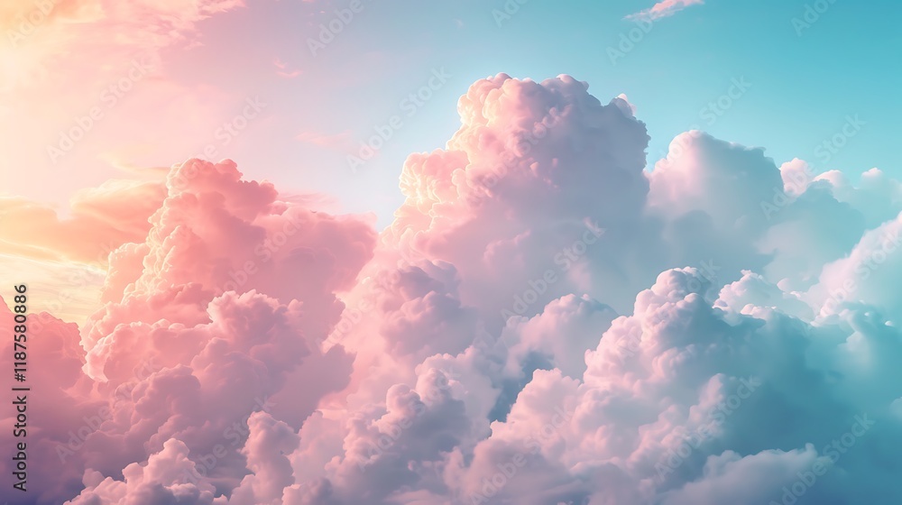 Pastel-colored clouds at sunset, fluffy, soft, dreamy sky. Pastel-colored clouds at sunset, fluffy, soft, dreamy sky.