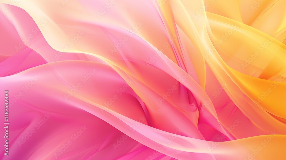 Obraz premium Abstract Pink and Yellow Fabric Drape Wallpaper