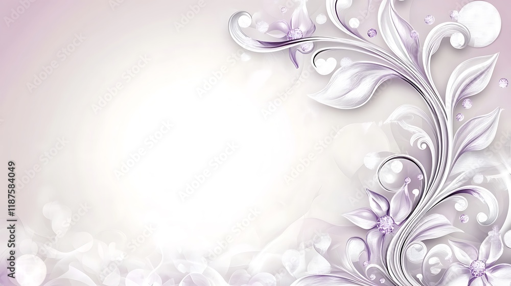 Elegant Lavender Floral Design With Ornate Swirls Elegant Lavender Floral Design With Ornate Swirls