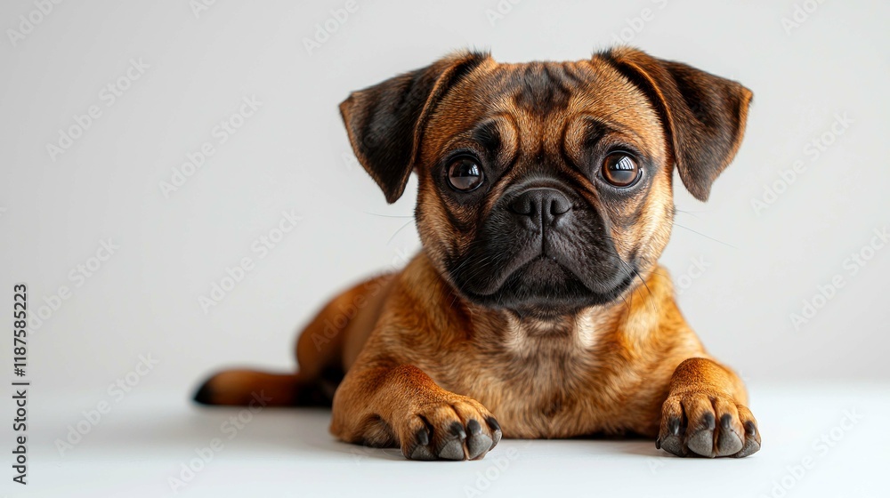 Obraz premium Adorable Brown Pug Puppy Closeup - Sweet Pet Portrait Photography