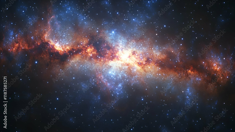 Fototapeta premium Cosmic Nebula with Vibrant Hues and Stellar Dust Clouds