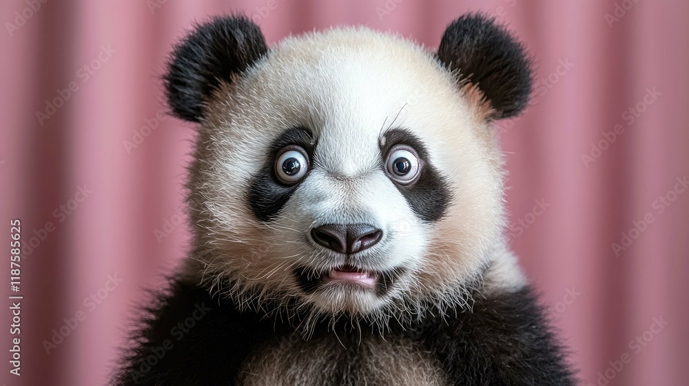 Fototapeta premium Adorable Panda Cub Closeup: A Captivating Wildlife Portrait