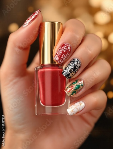 High Fashion Nail Art: Luxurious 3D Designs with Elegant Colors photo