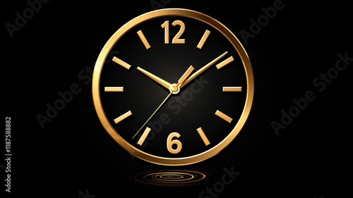 Wallpaper Mural Elegant Gold Clock on Black Background: Time, Luxury, and Precision Torontodigital.ca