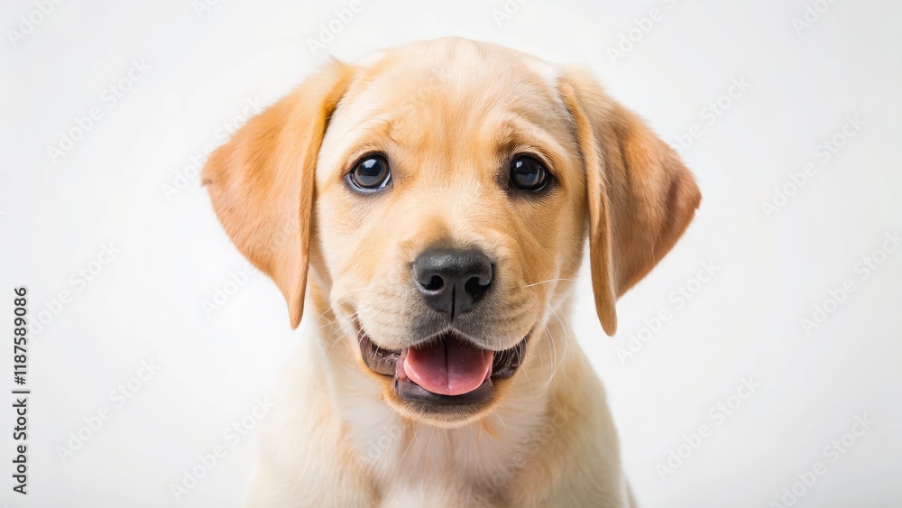 Adorable Labrador Puppy, Bright Eyes, Playful Dog, White Background, Dog Photography Adorable Labrador Puppy, Bright Eyes, Playful Dog, White Background, Dog Photography