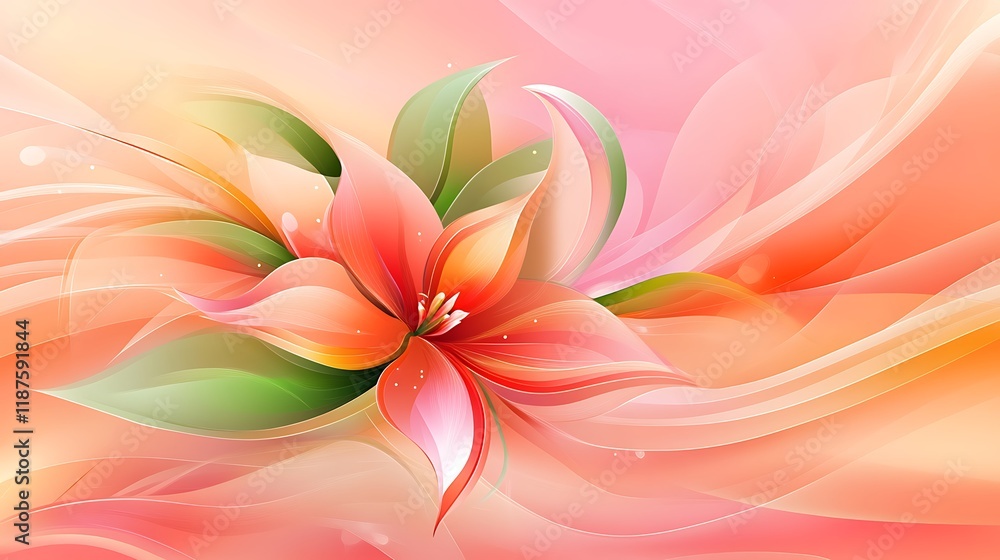 Fototapeta premium Abstract Floral Design Peach And Orange Lily