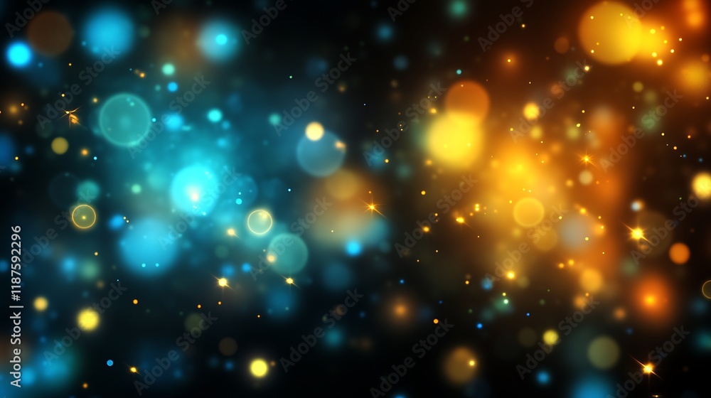 Obraz premium Abstract Blue And Gold Sparkling Lights Background