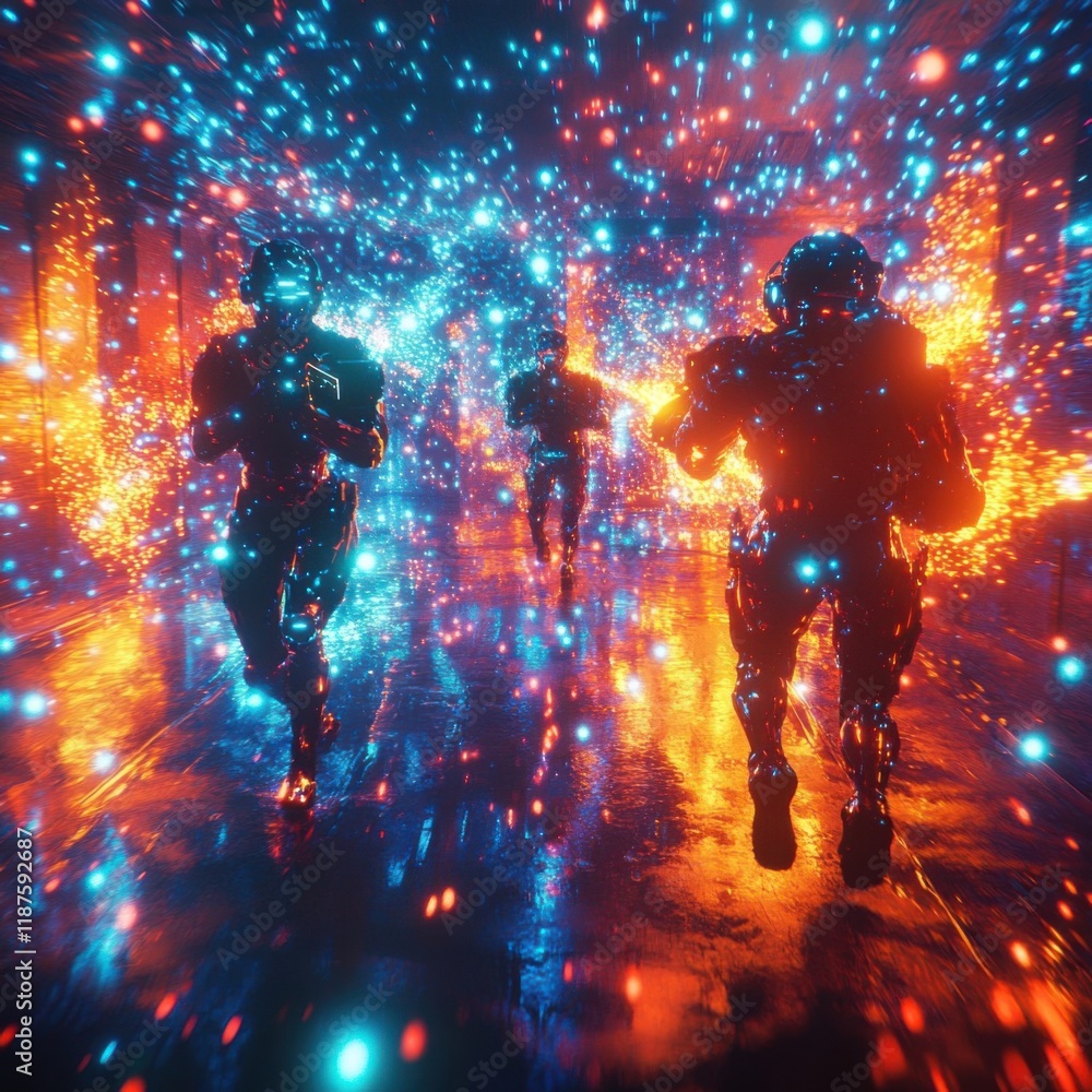Futuristic Soldiers in Dynamic Light Environment Futuristic Soldiers in Dynamic Light Environment