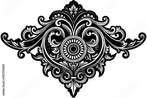 Beautiful antique golden wood ornament isolated on white background