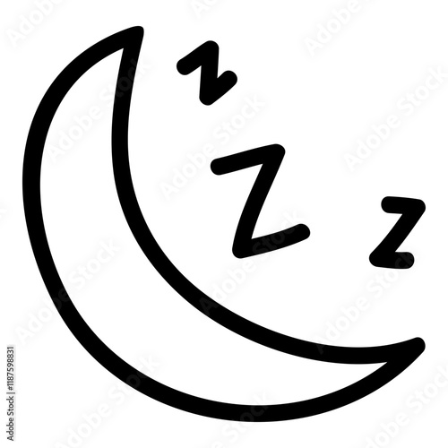 Crescent moon icon in line style. Good night sleep icon in line style