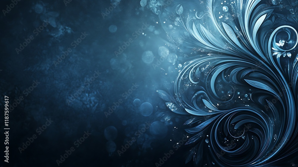 Abstract Blue Floral Design With Bokeh Background Abstract Blue Floral Design With Bokeh Background