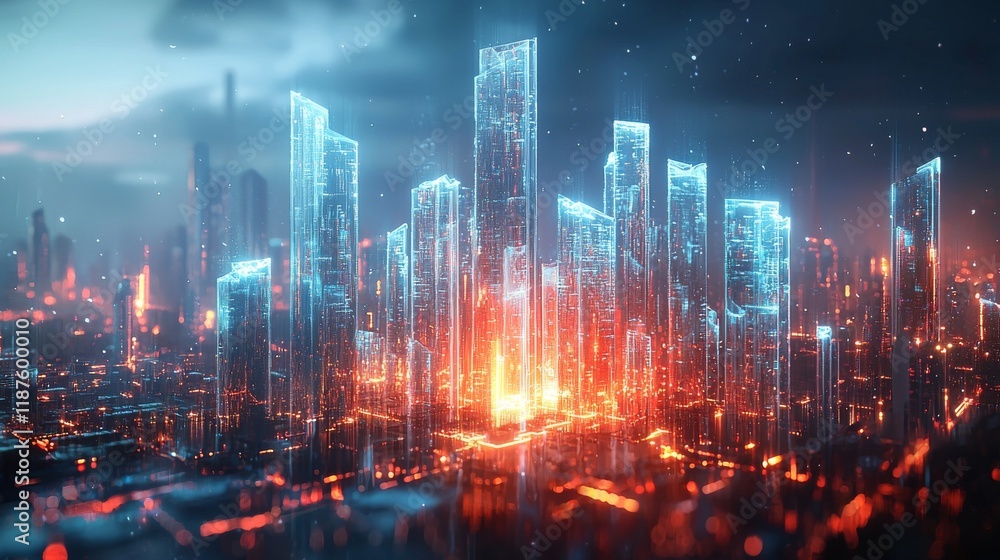 Fototapeta premium Navigating Uncertainties: A Digital Reflection on the Interplay of Business Growth and Risk in the Modern World