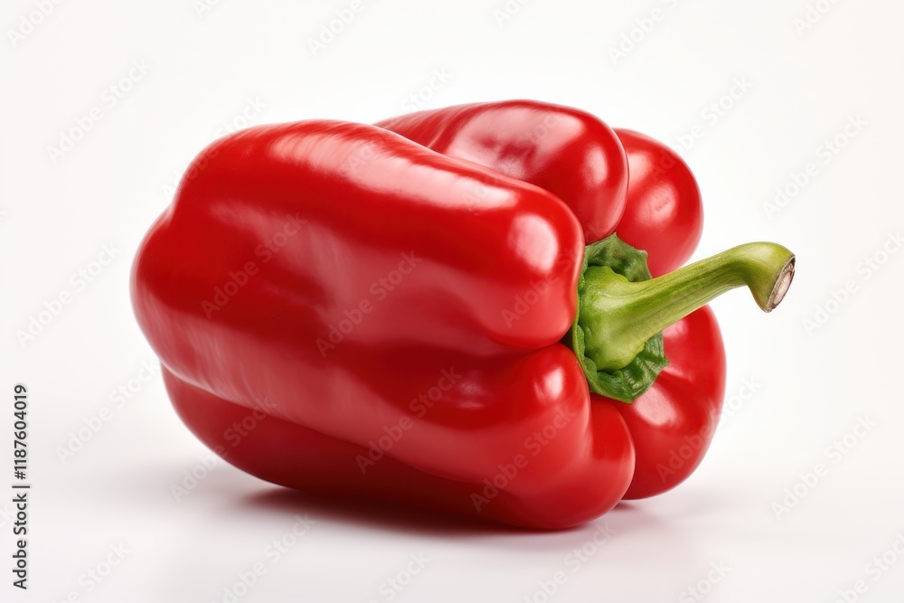 Fresh red bell pepper on a clean background showcasing its vibrant color and glossy texture ideal for culinary uses and healthy dishes Fresh red bell pepper on a clean background showcasing its vibrant color and glossy texture ideal for culinary uses and healthy dishes