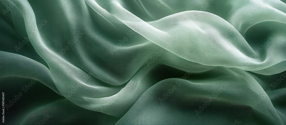 Fototapeta premium Soft, flowing, and delicate fabric with a green tint.