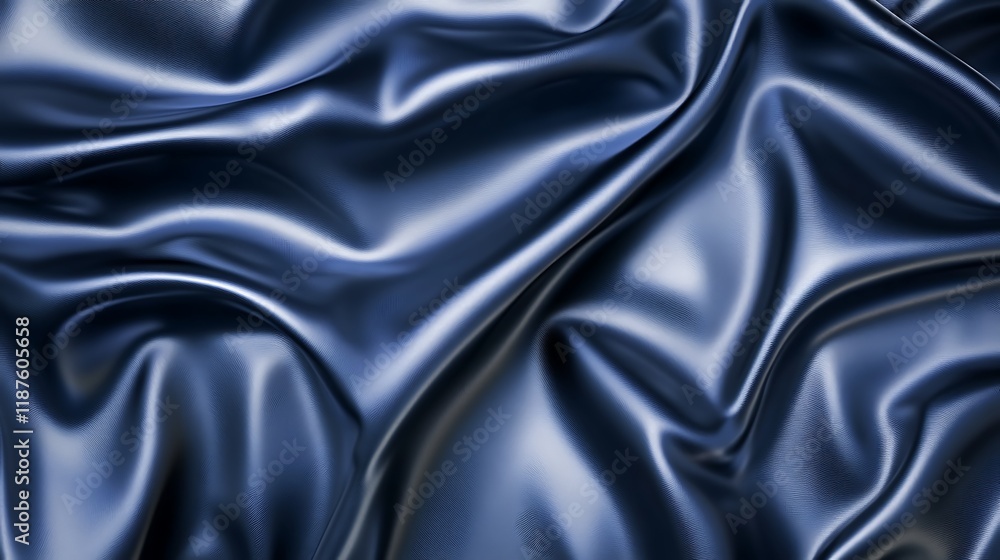 Fototapeta premium Draped Dark Blue Silk Fabric Abstract Texture