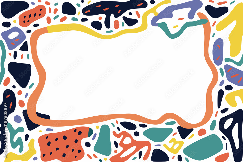 Fototapeta premium Colorful squiggle frame white background