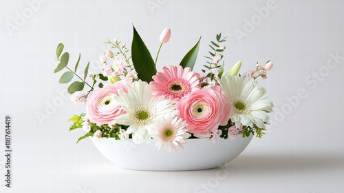 A delicate white and pink flower arrangement, perfect for Valentine's Day celebrations
