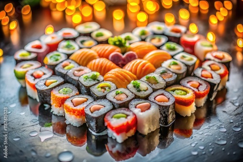 Heart Sushi Rolls High Depth of Field PNG photo