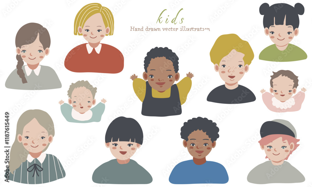 いろんなかわいいグローバルな子供たちのイラスト いろんなかわいいグローバルな子供たちのイラスト