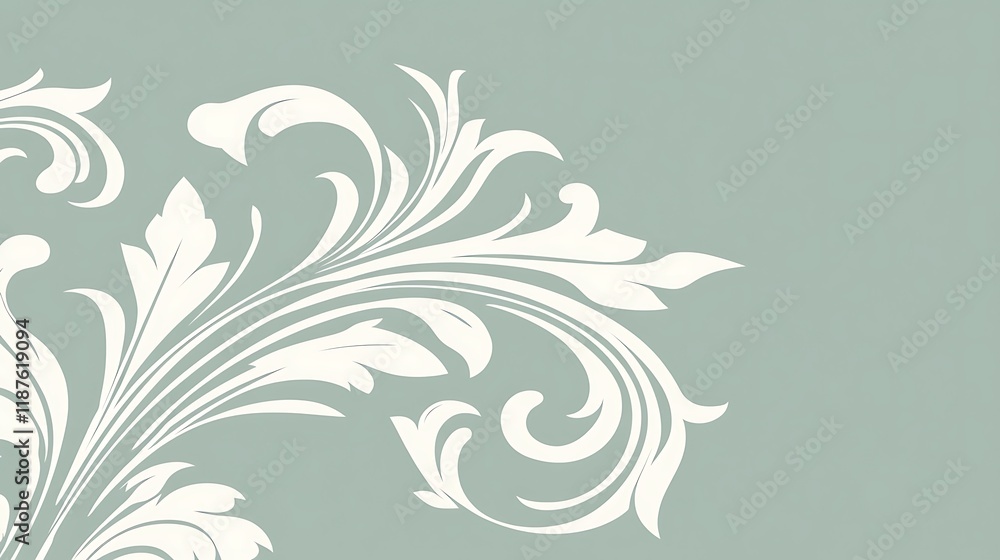 Elegant White Floral Design on a Soft Green Background Elegant White Floral Design on a Soft Green Background