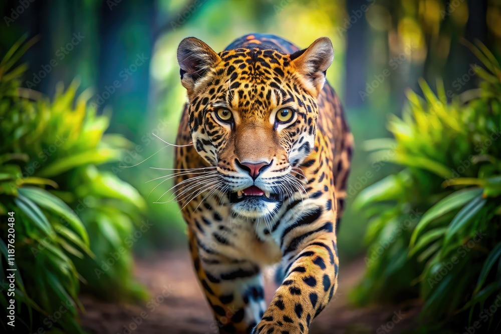 Fototapeta premium Jaguar Charge - Tilt-Shift Jungle Fury