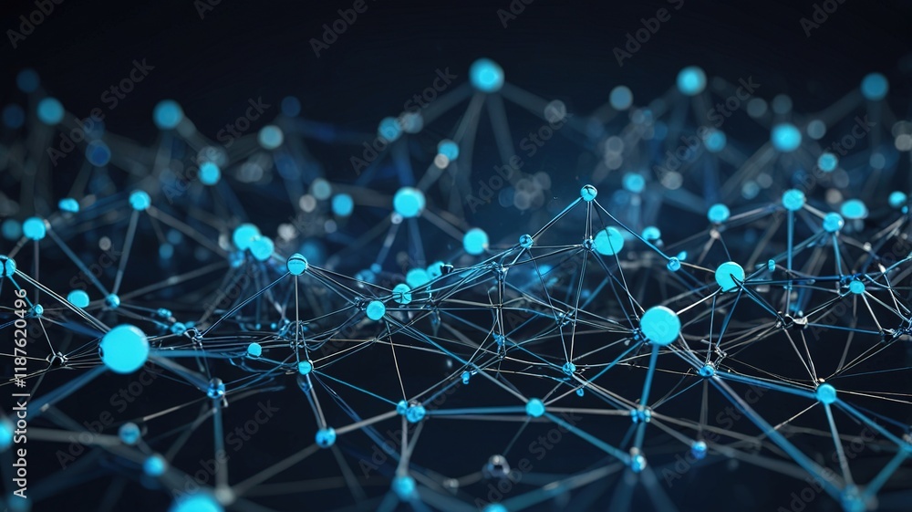 Obraz premium Abstract polygonal neural network, communication technology and cyberspace concept