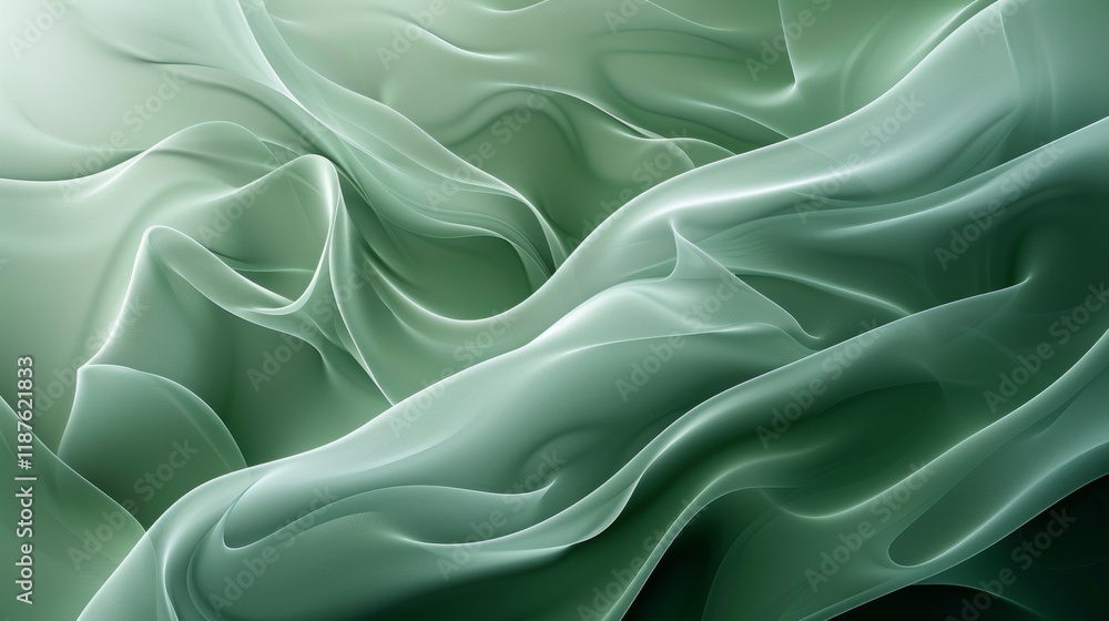 Fototapeta premium Abstract Green Fabric Drape Wallpaper