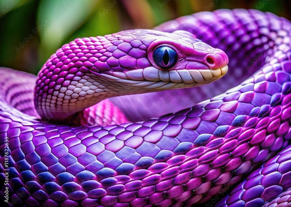 Lilac Snake Close-up, Copy Space, Wildlife Photography Lilac Snake Close-up, Copy Space, Wildlife Photography