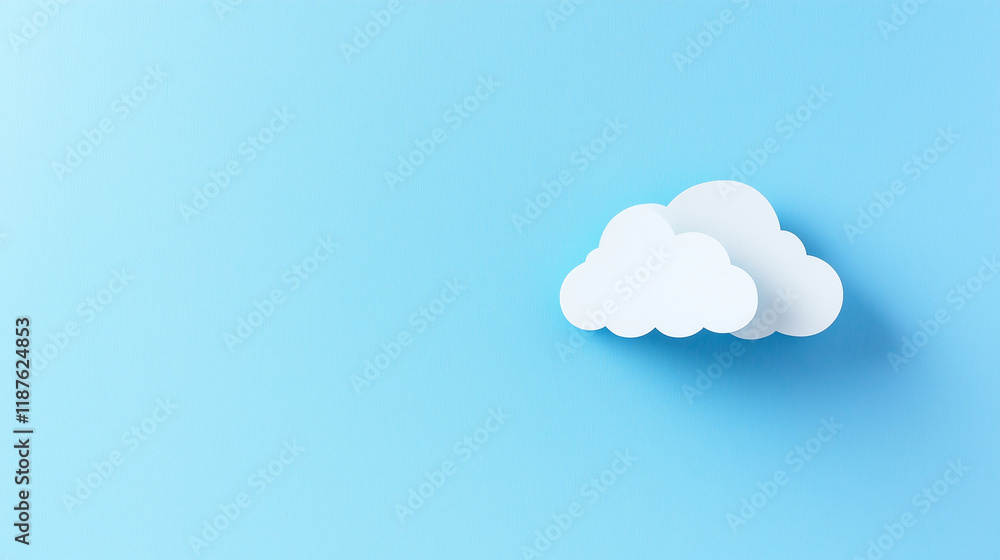 paper craft clouds on blue background paper craft clouds on blue background