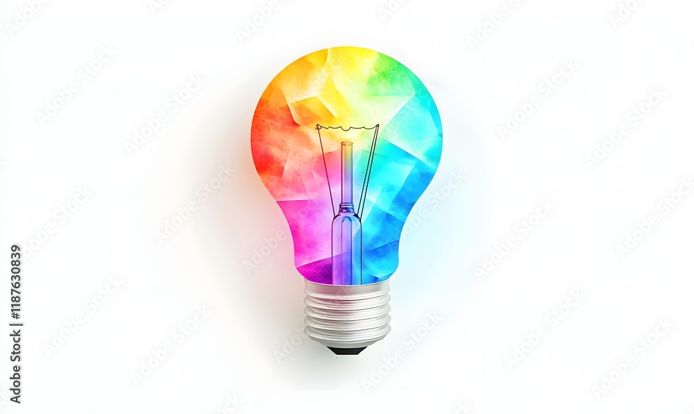 Colorful lightbulb; rainbow spectrum inside. Colorful lightbulb; rainbow spectrum inside.