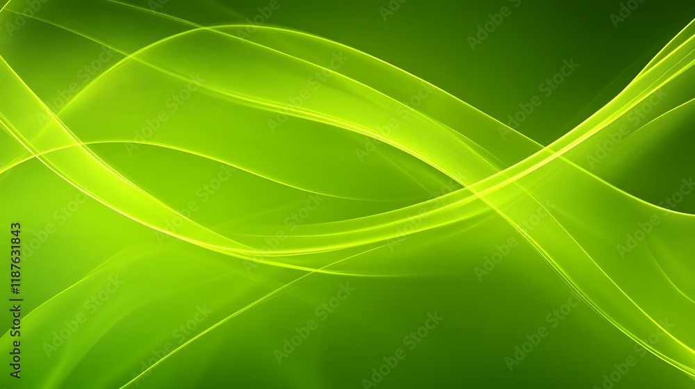Naklejka premium Abstract Green Waves Flowing Design Background
